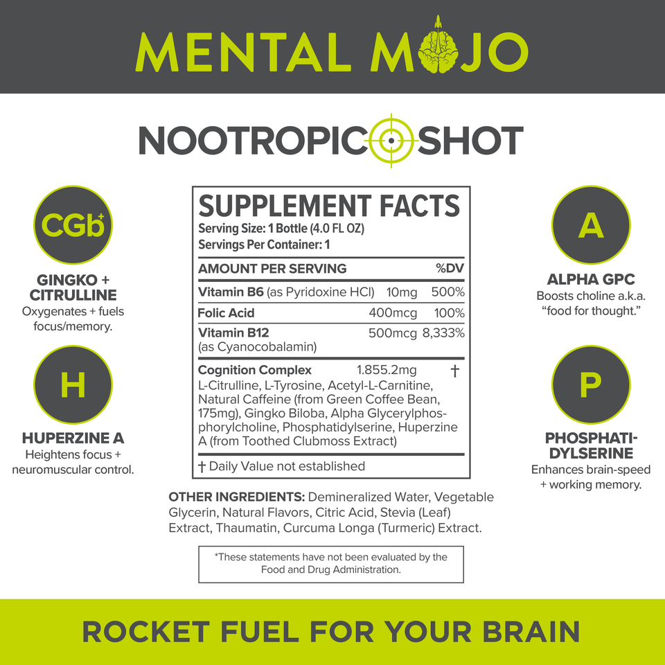Mental Mojo Nootropic Energy Shot (12 ct. > retail only)